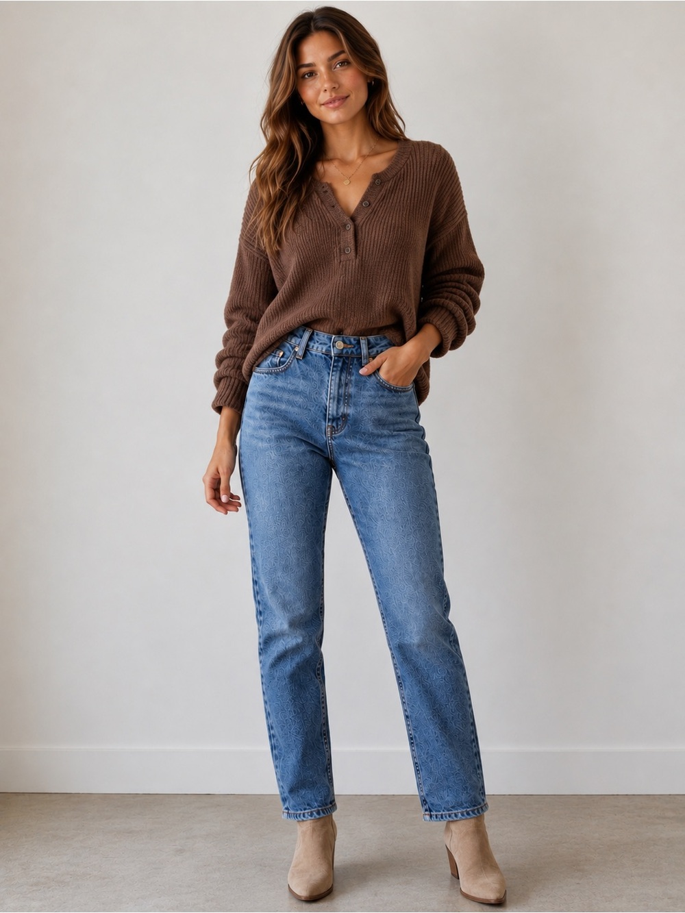 Zara Straight Leg Jeans in Medium Blue Wash